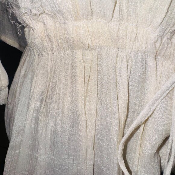 NWT Peach Love S/M Ivory Plunge Drawstring Backless Ruffled Cover Up Dress Maxi - Picture 16 of 16